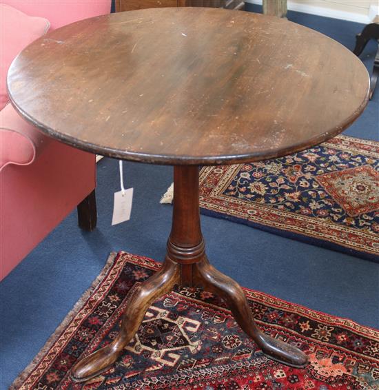 A George III mahogany tilt top tea table, W.72cm